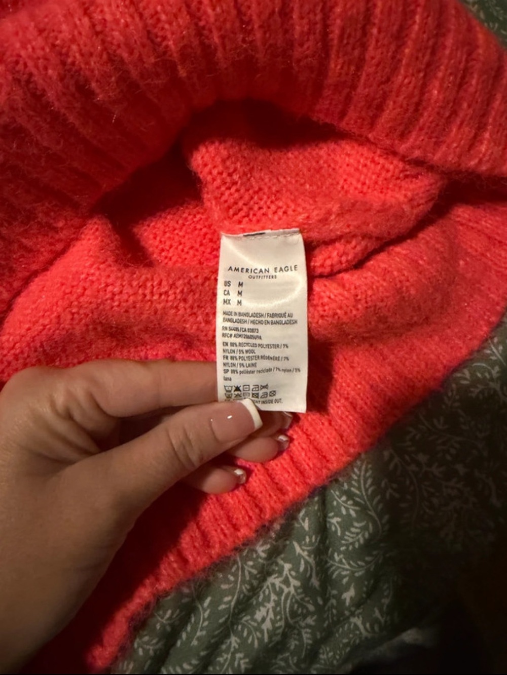 American Eagle Outfitters Neon Coral Cowl Neck Sweater